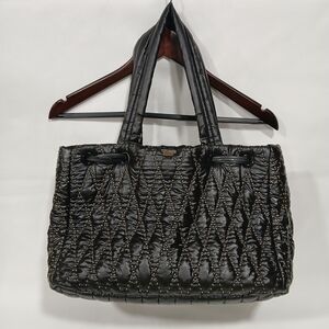 Victoria's Secret Glam Rock Quilted Travel Tote Black Studded Drawstring 15x9x8